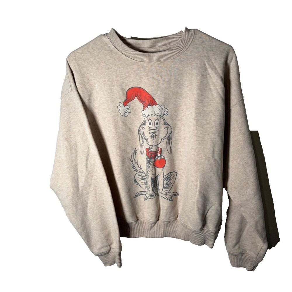 American Eagle Sweatshirt Women's XS Beige Crew Neck Fleece Max Grinch